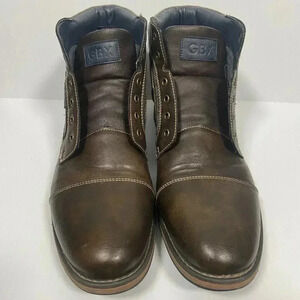 GBX MEN'S Brown Leather Lace Up Kirk ANKLE BOOTS Size 12 M Needs New Laces EUC